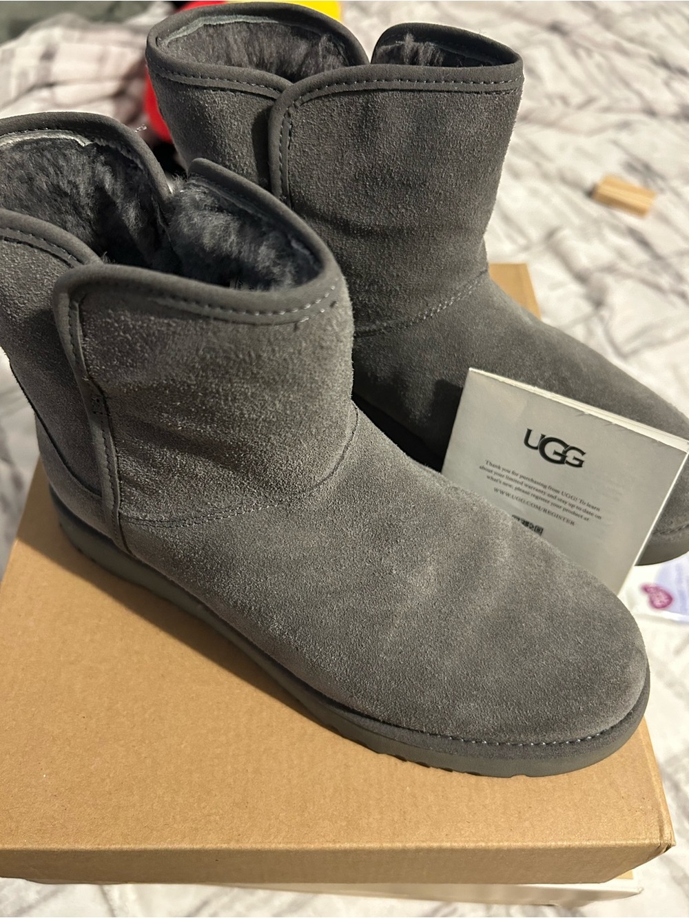 UGG Short Suede Ankle Boots - Charcoal